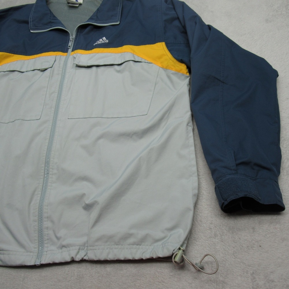 Adidas Jacket Windbreaker Mens Large Blue Cagoule Colorblock Full Zip VTG 90s - Picture 9 of 16
